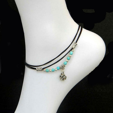 Pendant Beaded Foot Chain Blue Beads Animal Pendant Decor Anklet for Men Women Foot Decor
